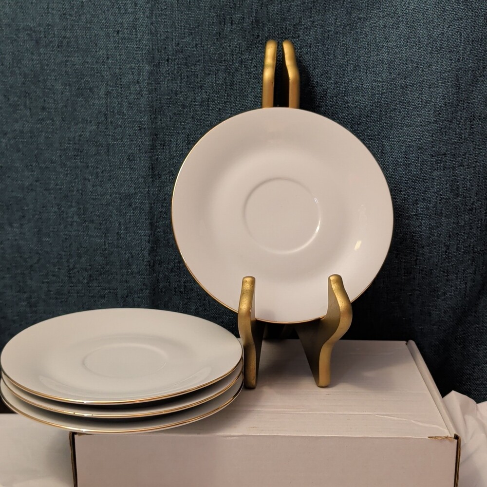 Set of 4 Sea Gull Fine China Saucers 6" | Jian Shang Gold Trim | Replacement - Picture 14 of 16
